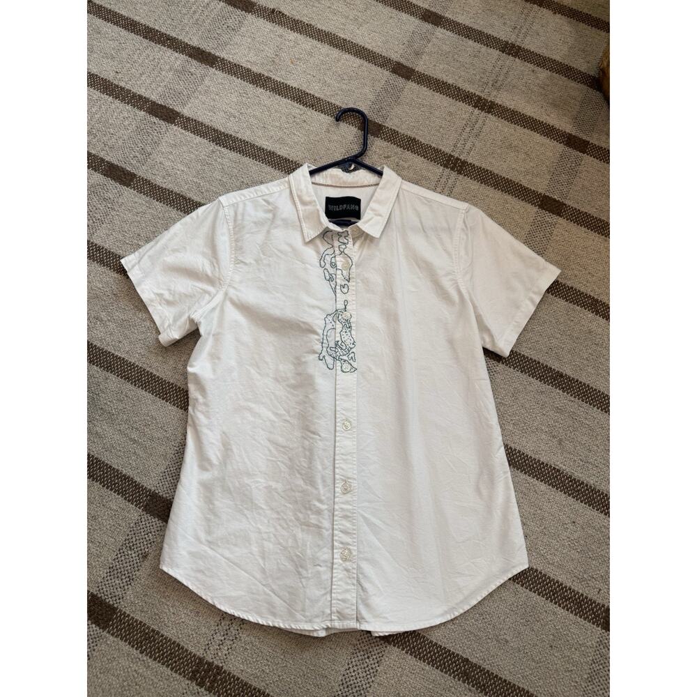 Wildfang The Essential Short Sleeve Oxford Button Up Short White Medium Unisex